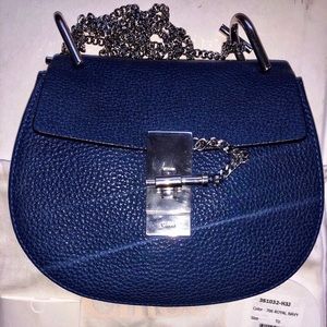 CHLOÉ Drew mini leather bag Blue 2018 Cross-body